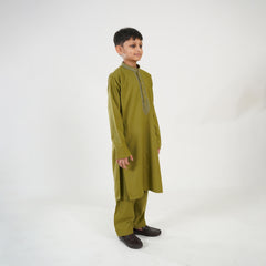 Classic Boys' Kurta Set in Olive Green