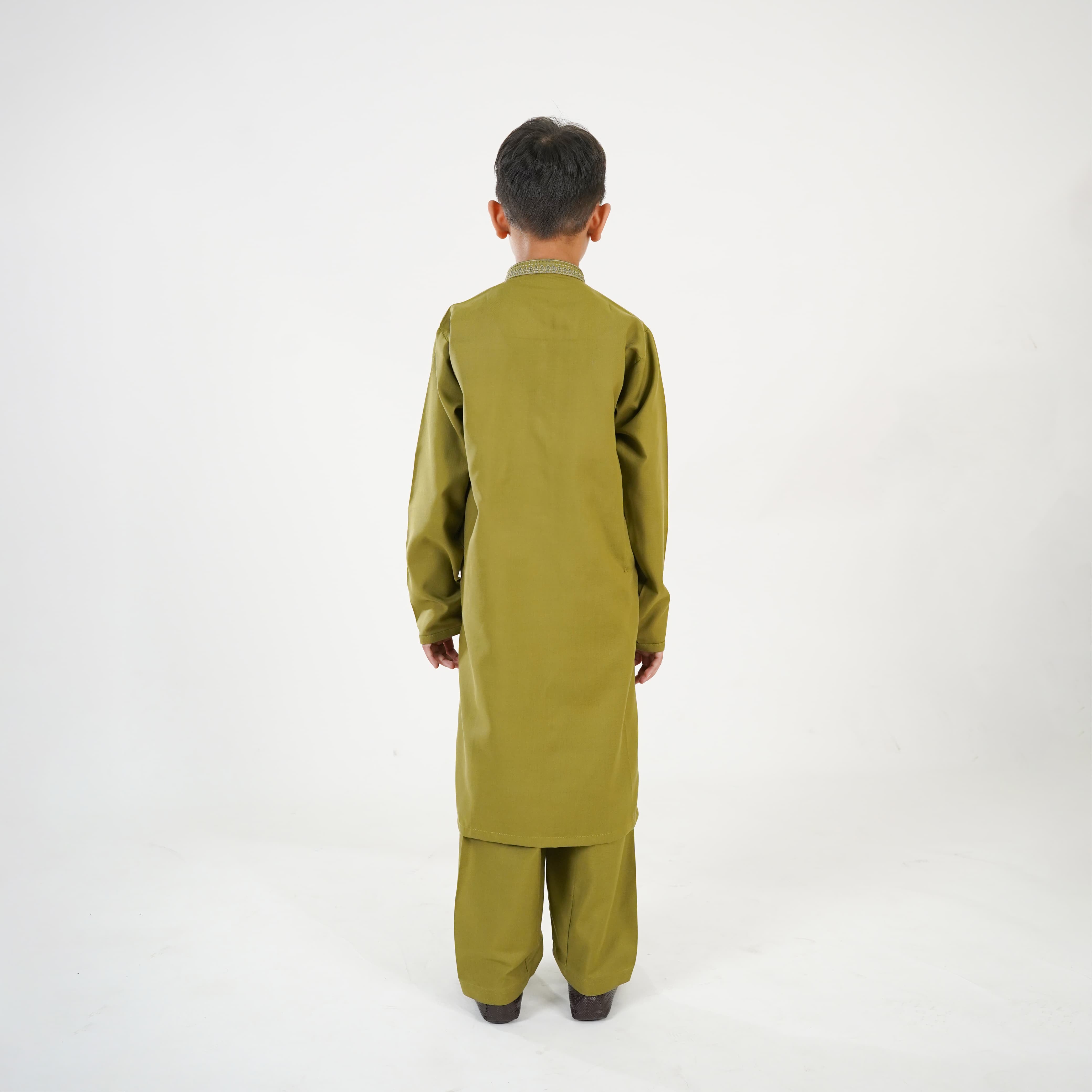 Classic Boys' Kurta Set in Olive Green