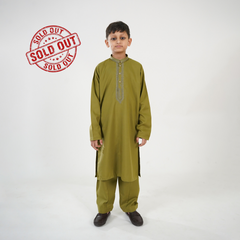 Classic Boys' Kurta Set in Olive Green