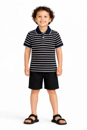 Black Strip Short Set