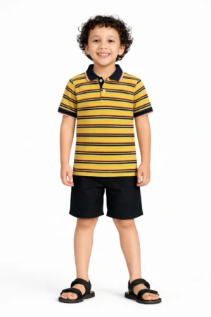 Yellow Strip Short Set